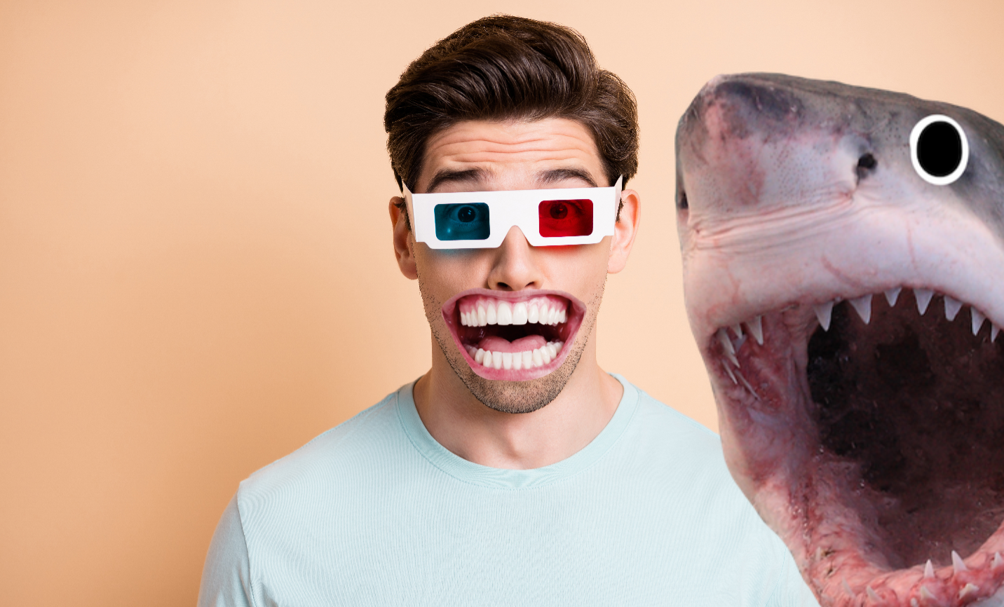 A man and an angry shark