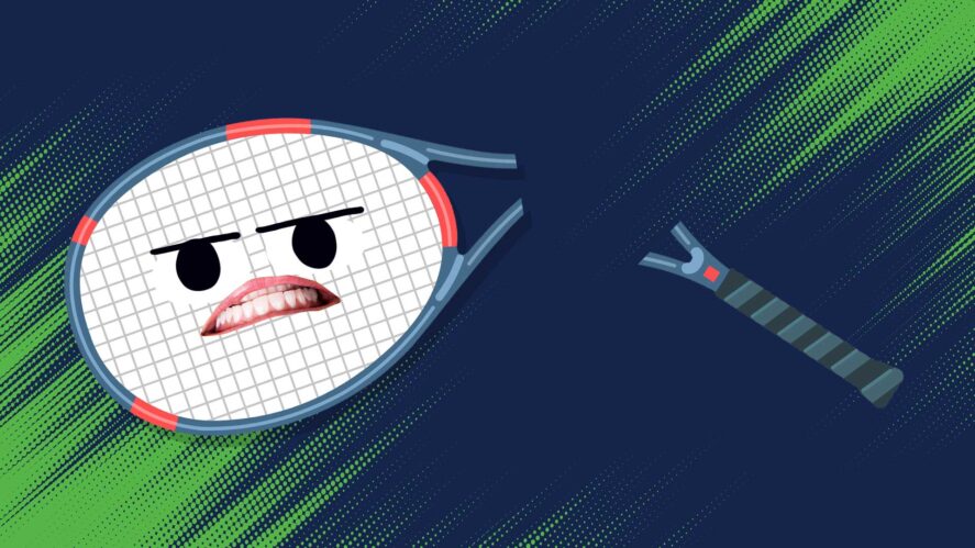 A snapped tennis racquet